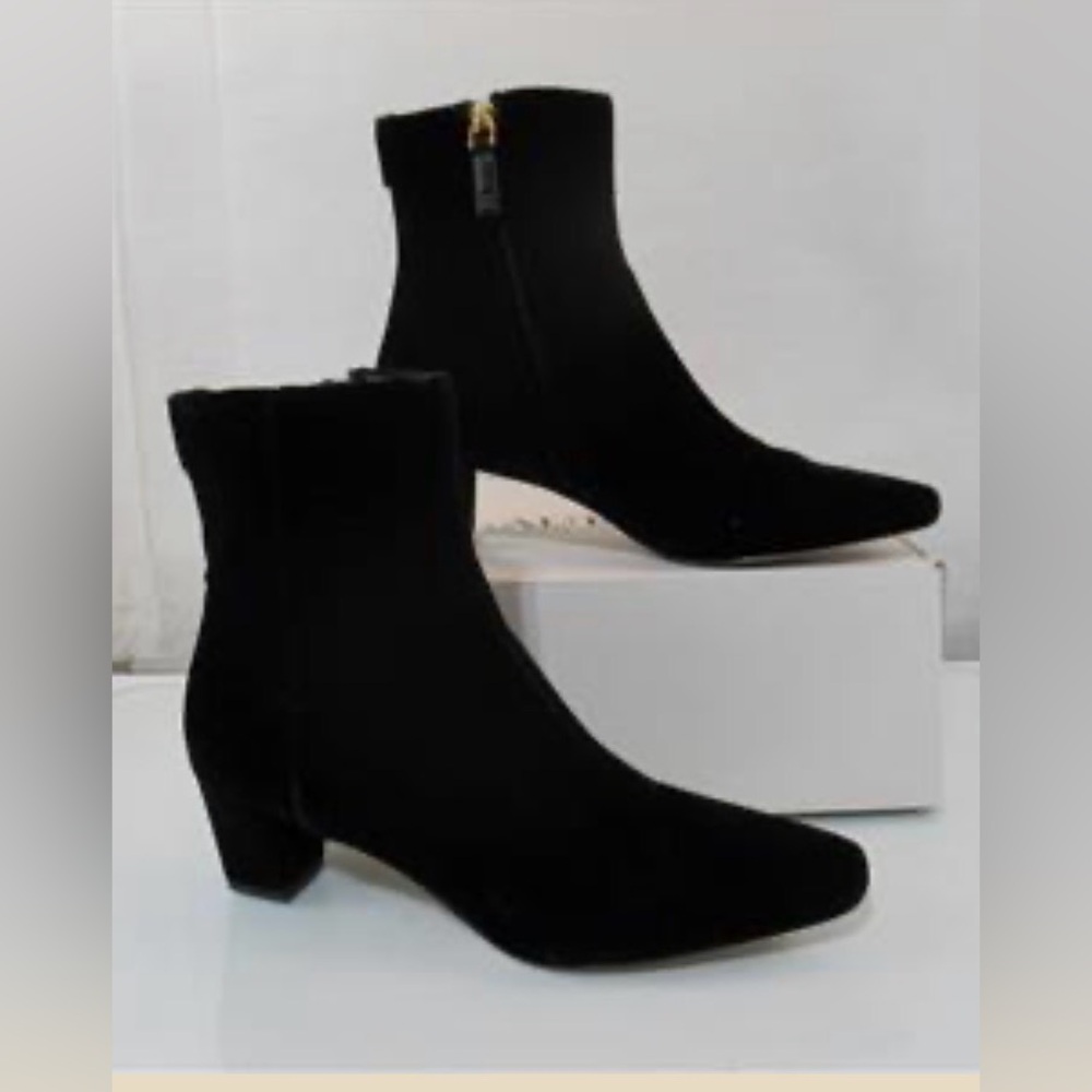 Lauren Ralph Lauren Willa Velvet Dress Booties Ankle Boots Zipper Black Size 9